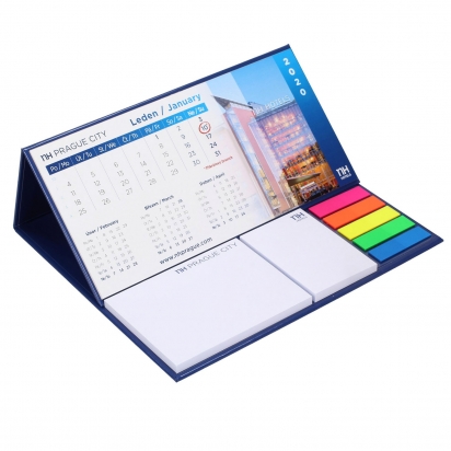 Kalendarz biurkowy z notesami samoprzylepnymi i znacznikami