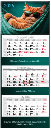 Kalendarz trójdzielny z główką wypukłą folia błysk